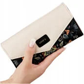 Portfele - PORTFEL DAMSKI PORTMONETKA WYGODNA czarna różowa - miniaturka - grafika 1