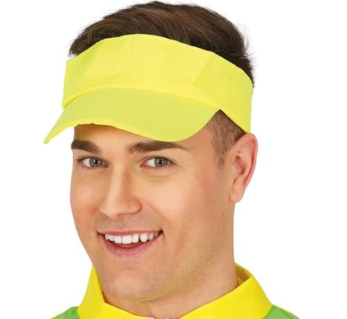 FIESTAS GUIRCA Żółta neonowa czapka z daszkiem - dodatek do kostiumu na imprezę z lat 80. i wydarzenia sportowe - idealna dla dorosłych unisex - idealna na karnawał i Halloween - żółty