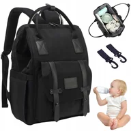 Torebki damskie - Torba Dla Mamy Plecak Podróżny Z Pojemnością Na Pieluchy Akcesoria Czarny - miniaturka - grafika 1
