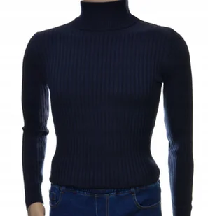 Sweter z golfem golf męski bawełniany dopasowany w prążek granatowy XXL 2XL - Swetry męskie - miniaturka - grafika 1