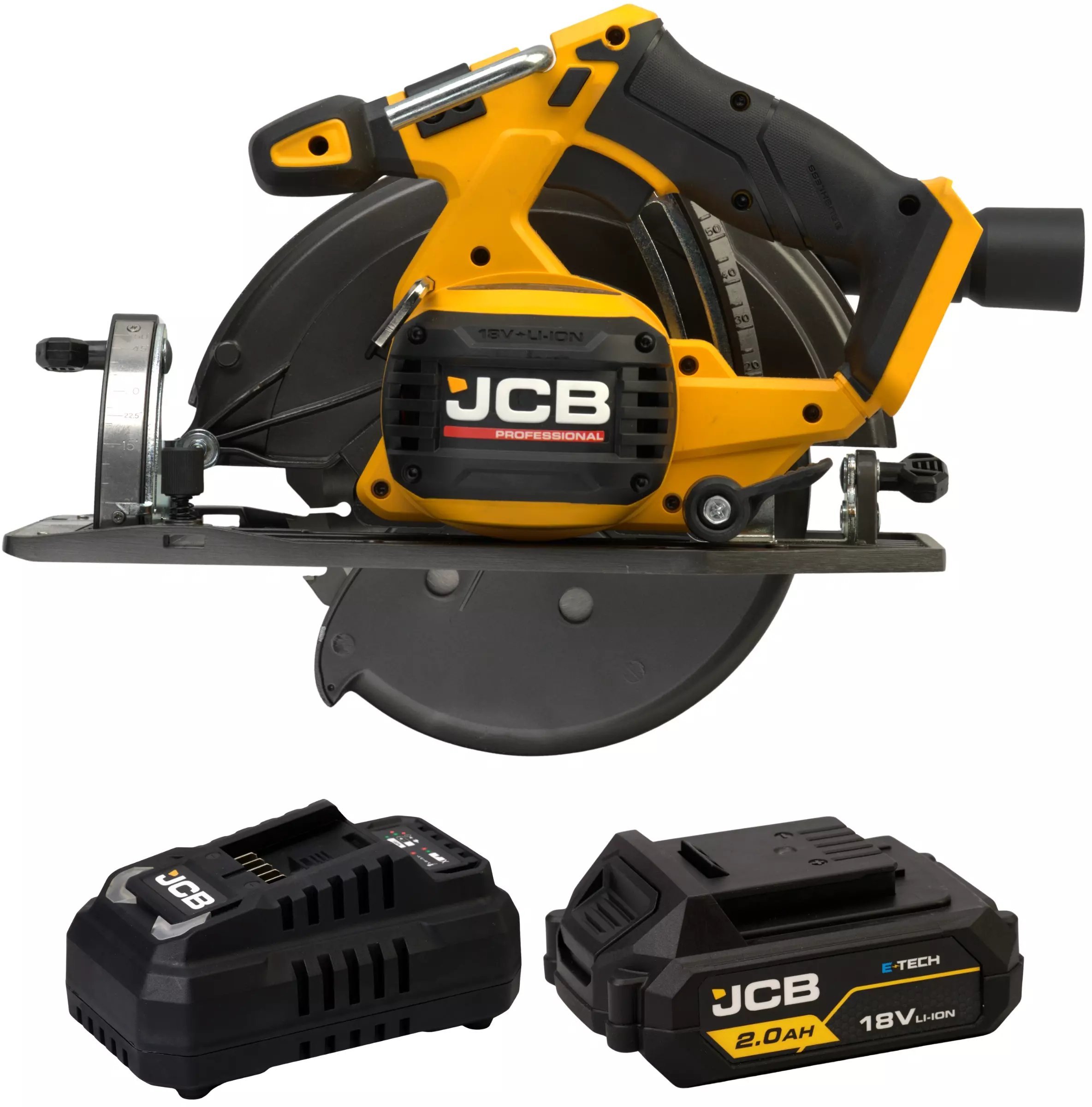 JCB Professional 18V Pilarka Tarczowa 185mm Ładowarka 4.5A Akumulator 2Ah