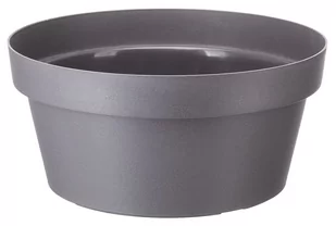 Misa plastikowa na kwiaty donica doniczka okrągła osłonka MELROSE średnica 35 cm tworzywo sztuczne szary matowy - Donice - miniaturka - grafika 1