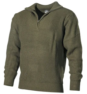 Sweter "Troyer" oliwkowy XL - Swetry męskie - miniaturka - grafika 1