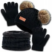 Czapki dla dzieci - Czapka Dziecięca wiosna jesień Zima komin Komplet rękawiczki dziecka 1,5-3L - miniaturka - grafika 1