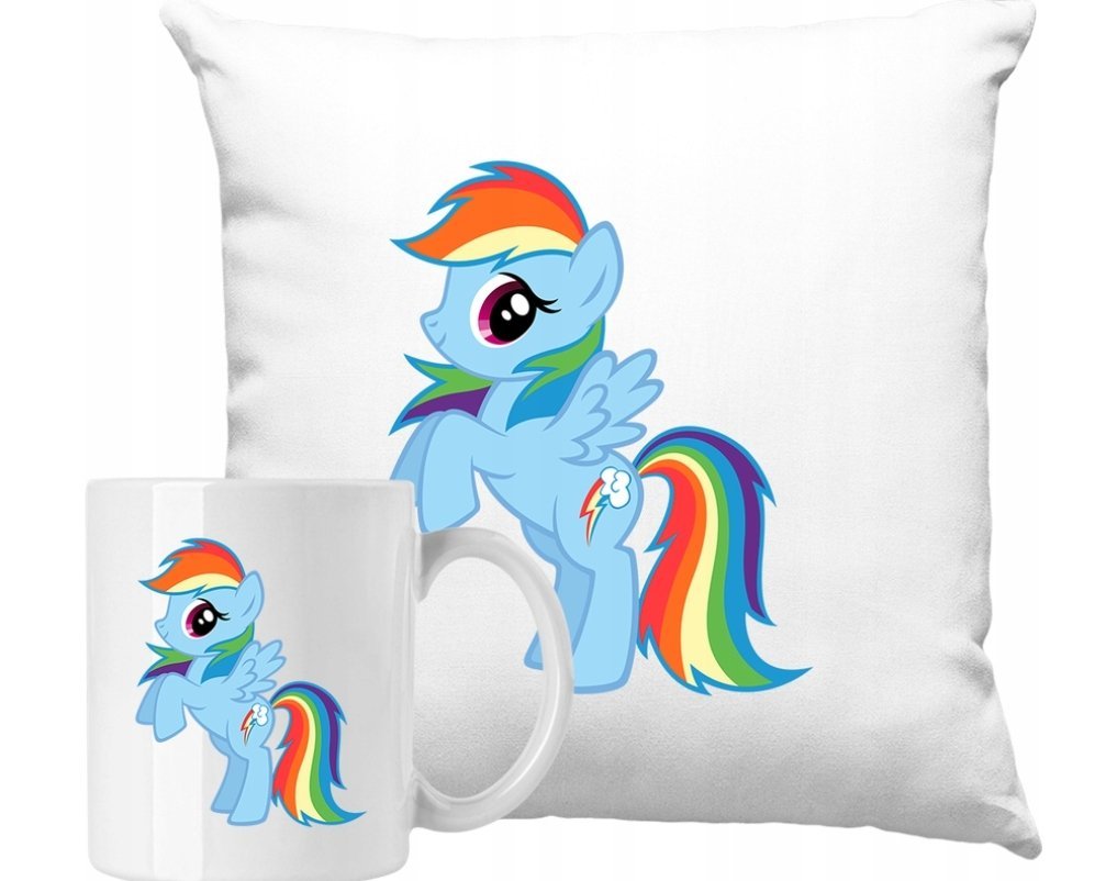 ZESTAW PODUSZKA + KUBEK Little Pony Rainbow Dash Pomysł Na Prezent +IMIĘ