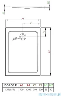 Radaway Doros F Stone brodzik 120x70x5,5 biały SDRF1270-01-04S - Brodziki prysznicowe - miniaturka - grafika 2