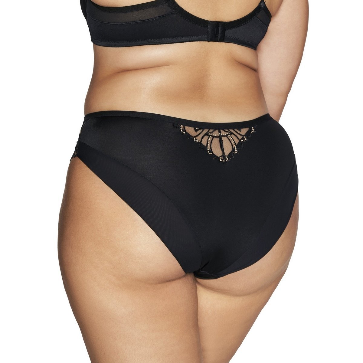Figi damskie z haftem i tiulem AV 2114 czarne 2XL