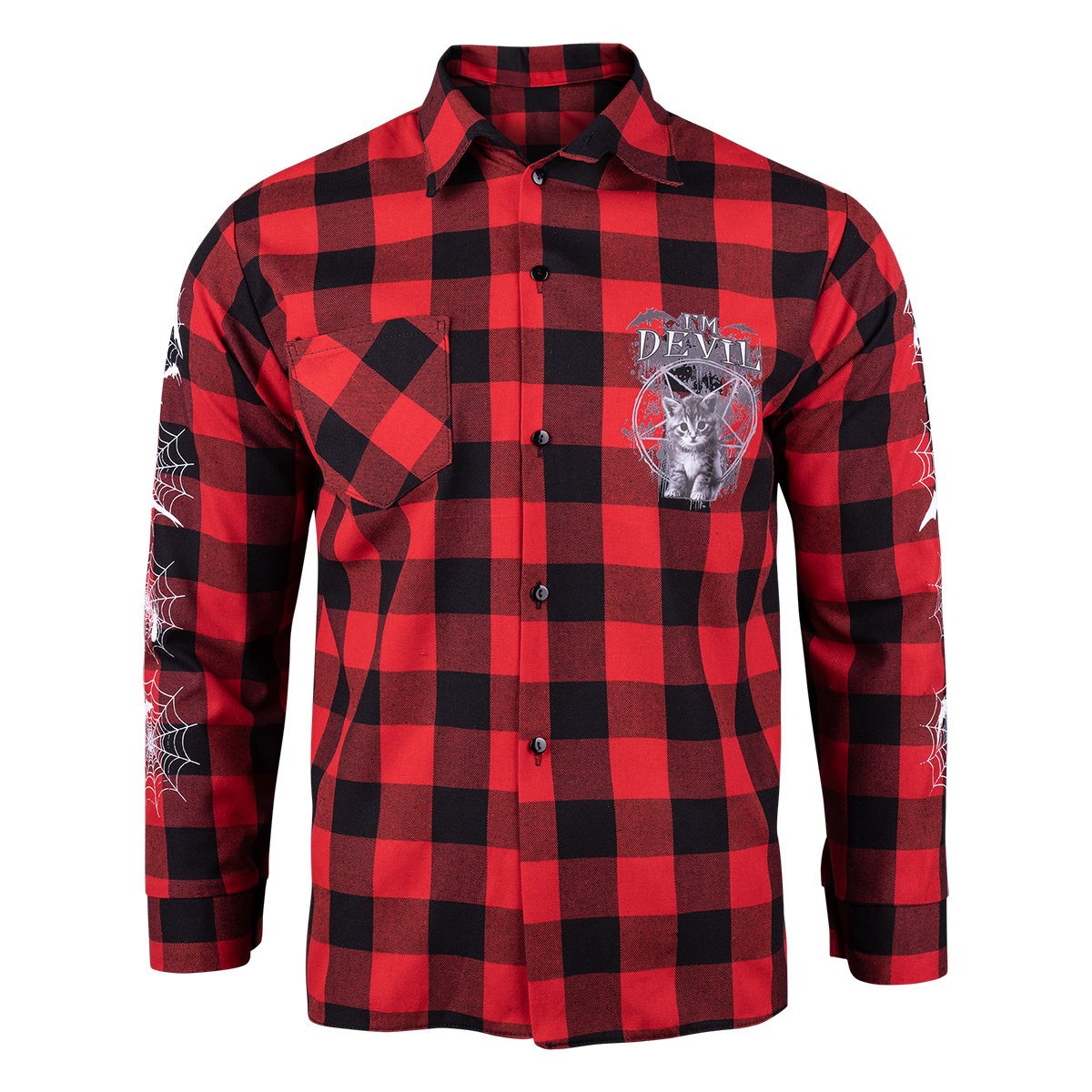 koszula męska AMENOMEN - I'M DEVIL (OMEN065K1/1_KRAT) długi rękaw-XL