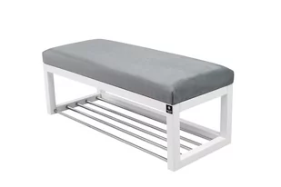 Ławka na buty LPG-4 85cm EMRAWOOD drewno lite kolor biały siedzisko gładkie kolor popiel - Ławki do przedpokoju Ławka na buty LPG-4 85cm EMRAWOOD drewno lite kolor biały siedzisko gładkie kolor popiel - Ławki do przedpokoju - miniaturka - grafika 1