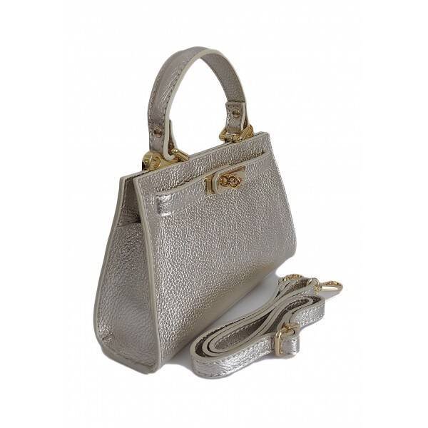 Włoska torebka listonoszka , kuferek Vera Pelle złote okucia skóra BERK221ORO