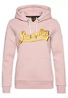 Bluzy damskie - Superdry Vintage Scripted Coll Hood Bluza damska, Miękki różowy Marl, 32 - miniaturka - grafika 1