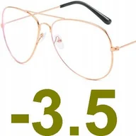 Okulary korekcyjne, oprawki, szkła - Okulary korekcyjne minusy pilotki złote -3.5 - miniaturka - grafika 1