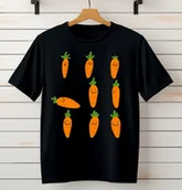 Koszulki dla dziewczynek - Czarna koszulka w marchewki na dzień marchewki - miniaturka - grafika 1