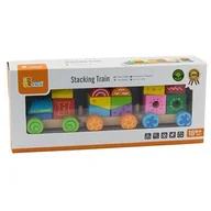 Pociągi dla dzieci - Viga Toys Kolejka Drewniana Kolorowa Pociąg Ciuchcia Klocki 505340 - miniaturka - grafika 1