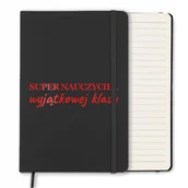 Notesy i bloczki - NOTES CZARNY A5 Z GUMKĄ W LINIE PREZENT DLA SUPER NAUCZYCIELA RED WZORY - miniaturka - grafika 1
