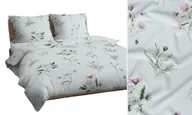 Pościel - Pościel 140x200 miętowa zielona różowa kwiaty liście bawełna Max - miniaturka - grafika 1