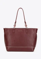 Torebki damskie - Shopperka z ekoskóry z dekoracyjnym elementem łańcuszka bordowa - miniaturka - grafika 1