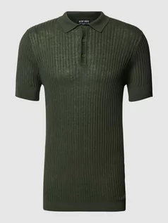 Koszulki męskie - Koszulka polo z fakturowanym wzorem - grafika 1
