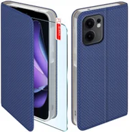 Etui i futerały do telefonów - Etui z klapką do Oppo Reno 13 FS 5G| F 5G Zamykane Granatowe Futerał +Szkło - miniaturka - grafika 1