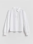 Bluzki dla dziewczynek - Reserved - Bawełniana koszula - biały - miniaturka - grafika 1