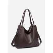 Torebki damskie - Pojemna Torebka Torba Damska Shopper LUIGISANTO Brązowa Format A4 - miniaturka - grafika 1