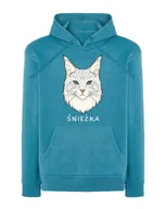 Bluzy męskie - Bluza z kapturem Maine Coon Biały Personalizowana Kot Jasnoniebieski XL - miniaturka - grafika 1