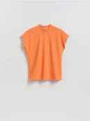 Koszulki i topy damskie - Reserved - T-shirt z raglanowym rękawem - pomarańczowy - miniaturka - grafika 1