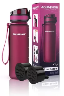 Bidon Filtr Butelka Aquaphor City Bordowa + 2 Wkłady - Butelki filtrujące - miniaturka - grafika 1