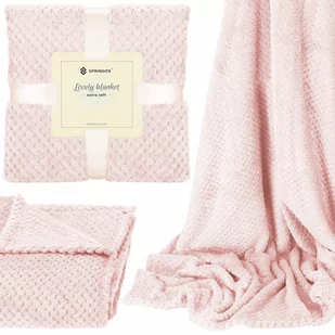 Narzuta na łóżko, pled 150x200 cm koc na kanapę różowy HA7093 - Narzuty - miniaturka - grafika 1