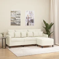Sofy i kanapy - vidaXL Sofa 3-osobowa, kremowa, 180 cm, tapicerowana aksamit - miniaturka - grafika 1