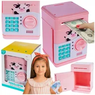 Skarbonki - Skarbonka Sejf Bank na Banknoty Świnka Monety Kod Różowa Zabawka dla Dzieci - miniaturka - grafika 1