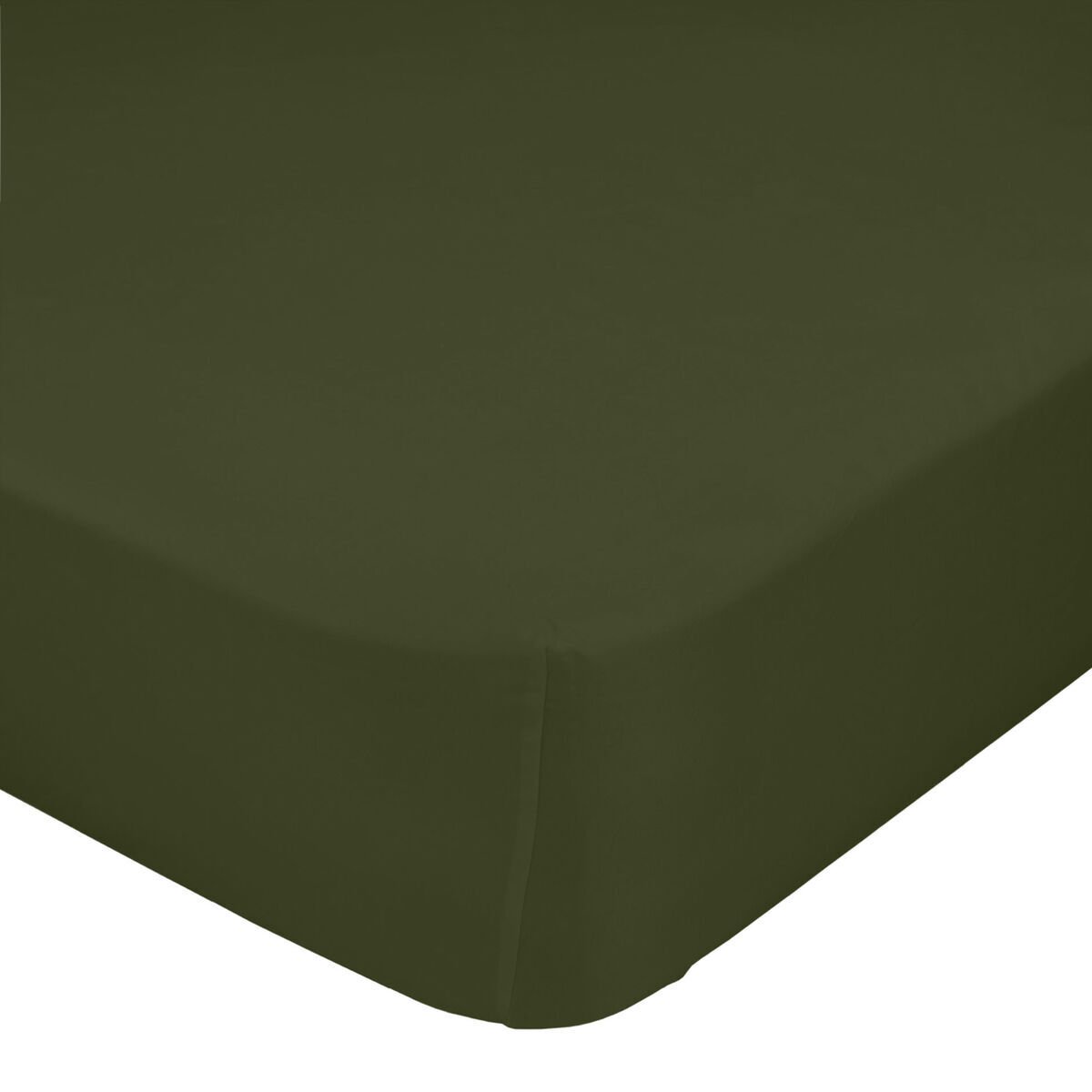 Prześcieradło HappyFriday BASIC ciemnozielone 90 x 200 x 32 cm