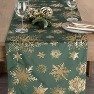 Obrusy i serwetki - Bieżnik świąteczny Joy 40 x 140 cm szampańskie gwiazdy zielony - miniaturka - grafika 1