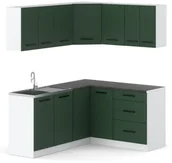Meble kuchenne - Meble Kuchenne Narożne Zestaw Mebli Kuchennych Danka Butelkowa Zieleń - miniaturka - grafika 1