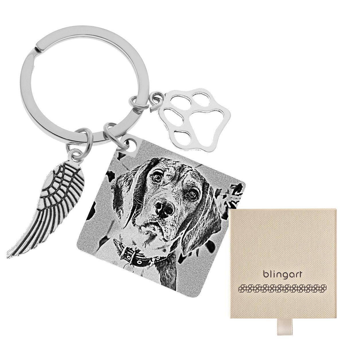 Brelok do kluczy z grawerem psa lub kota ze słodką