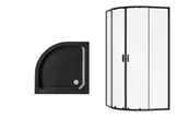 Kabiny prysznicowe - Kabina prysznicowa Besco Zarya 90x90 półokrągła czarny mat z brodzikiem Alex czarny ZB-ALS90-190 - miniaturka - grafika 1