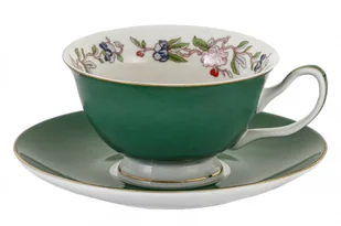 Zestaw filiżanka zielona spodek do herbaty prezent - Filiżanki - miniaturka - grafika 1