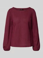 Bluzki damskie - Bluzka z długim rękawem, fakturowanym wzorem i okrągłym dekoltem - miniaturka - grafika 1