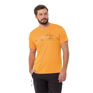 Koszulki męskie - T-shirt męski Jack Wolfskin PEAK GRAPHIC T M orange pop - M - grafika 1