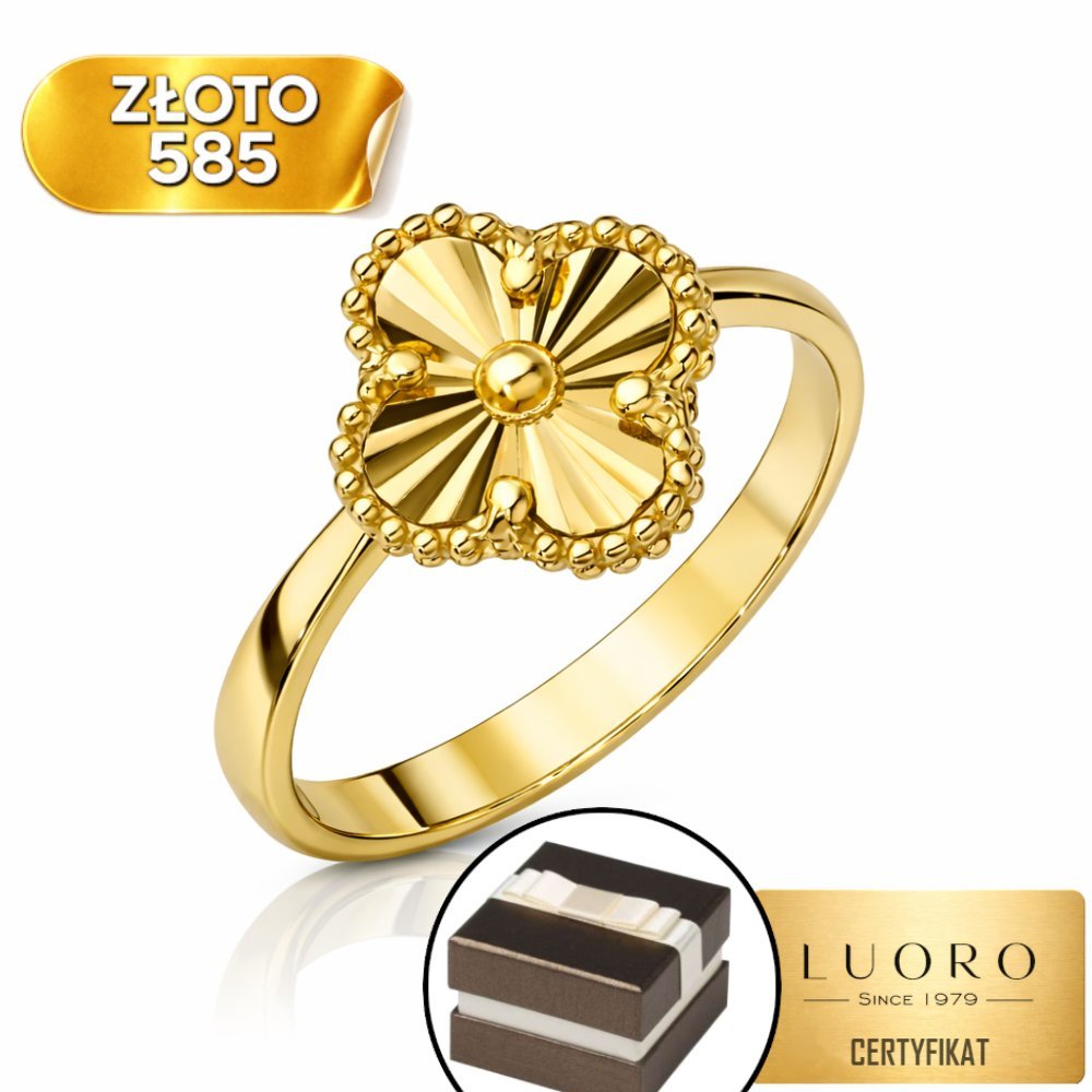 PIERŚCIONEK ZŁOTY 585 14K DIAMENTOWANA KONICZYNKA ELEGANCKI R11