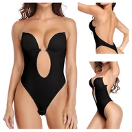 Odzież ciążowa - Bezszwowe Body Pod Suknie Wyszczuplające Rozmiar Czarne Xl - miniaturka - grafika 1