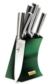Noże - Zielony zestaw stalowych noży w stojaku A9-B77 - miniaturka - grafika 1