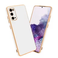 Etui i futerały do telefonów - Pokrowiec Do Samsung Galaxy S20 Etui w Glossy Biały - Złoto TPU Silikonowe Obudowa Case Cover Cadorabo - miniaturka - grafika 1