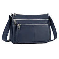 Torebki damskie - befen Soft Real Leather Crossbody Purses for Women Ladies Pocket Books Shoulder Bag Handbags Multi-Pockets Navy Blue - miniaturka - grafika 1