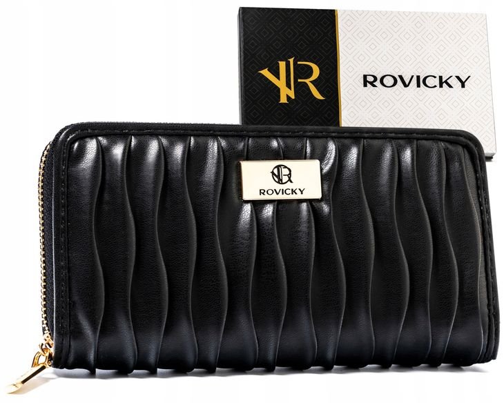 Damski portfel Rovicky elegancki kompaktowy portmonetka na karty bilon