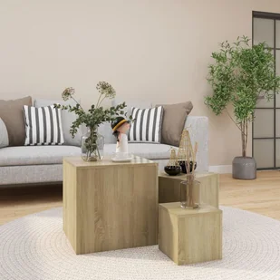vidaXL vidaXL Stoliki boczne, 3 szt., dąb sonoma, płyta wiórowa - Ławy i stoliki kawowe - miniaturka - grafika 1