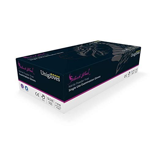 Unigloves gt0032 Select rękawiczki nitrylowe, małe, czarne (100 sztuk)