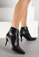Botki damskie - Czarne Klasyczne Botki na Szpilce z Noskiem w Szpic Rileosa - miniaturka - grafika 1