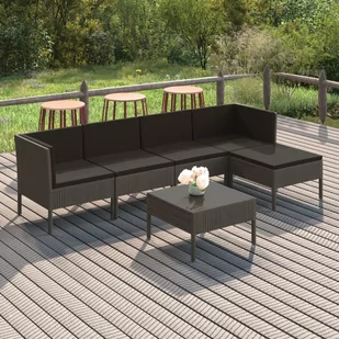 vidaXL 6-cz zestaw wypoczynkowy do ogrodu poduszki rattan PE szary 3094386 - Meble ogrodowe - miniaturka - grafika 1