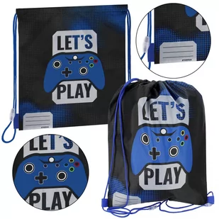 Let's Play Czarno-niebieski worek na buty, worek szkolny na ramię PAD 39x33 cm STARPAK - Pokrowce na ubrania Let's Play Czarno-niebieski worek na buty, worek szkolny na ramię PAD 39x33 cm STARPAK - Pokrowce na ubrania - miniaturka - grafika 1